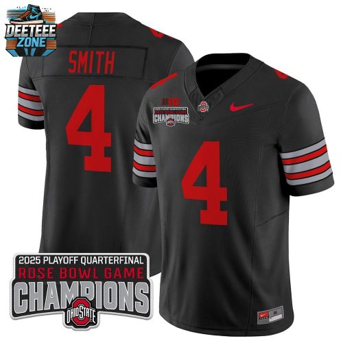 Men’s Ohio State Buckeyes ‘Heritage Stripe’ 2025 Playoff Rose Bowl Champions Patch Vapor Limited Jersey