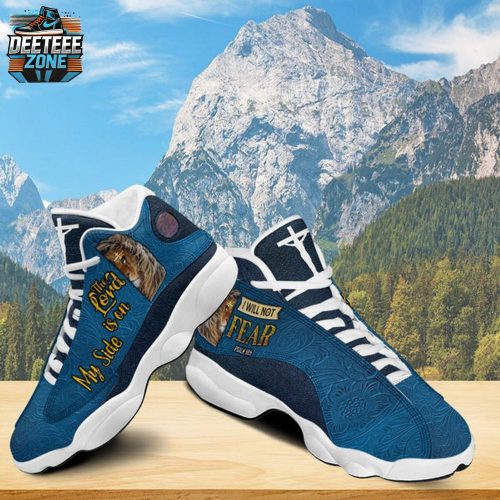 Teesdily | Jesus Lion Basketball Shoes, The Lord Is On My Side I Will Not Fear Running Shoes, Cross Lion Of Judah Unisex Shoes