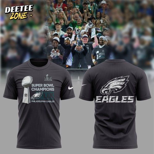 Anthracite Philadelphia Eagles Super Bowl LIX Champions Locker Room Trophy Collection T-shirt