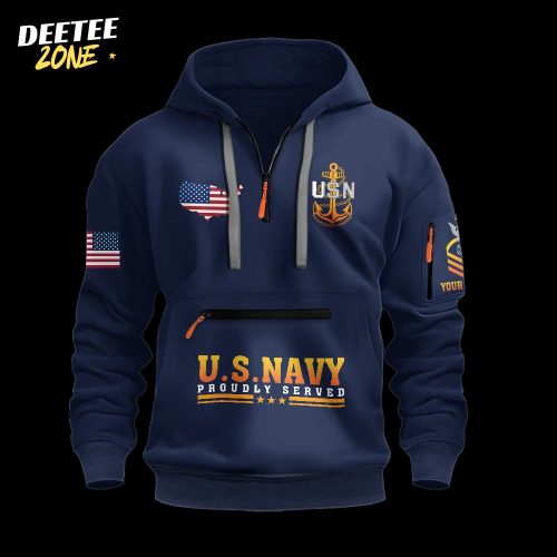 Being A Navy Veteran Is An Honor Personalizable Zipper Pouch Quarter-Zip Hoodie