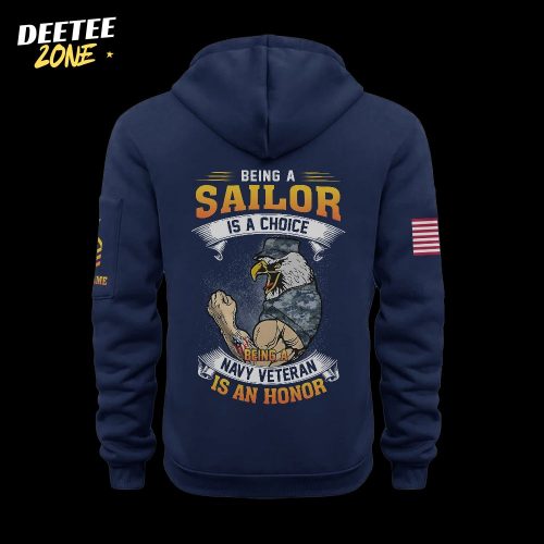 Being A Navy Veteran Is An Honor Personalizable Zipper Pouch Quarter-Zip Hoodie