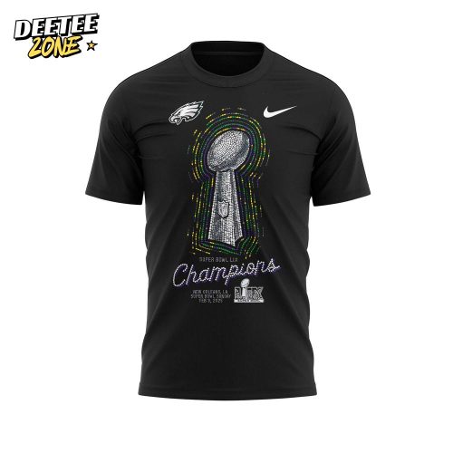 Black Philadelphia Eagles Super Bowl LIX Champions Lombardi Trophy T-Shirt