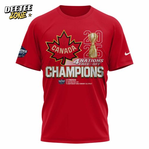 Canada Fanatics Steel 2025 4 Nations Face Off Champions Tshirt