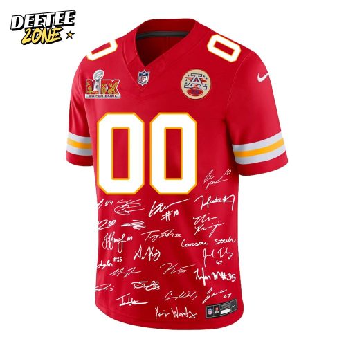 Kansas City Chiefs Champions Super Bowl 2025 Jersey SIGNATURE CUSTOM NAME NUMBER