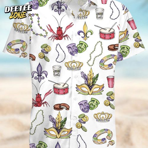 Mardi Gras Beads King Cake Crawfish Shirt For Men