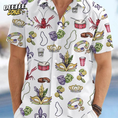 Mardi Gras Beads King Cake Crawfish Shirt For Men