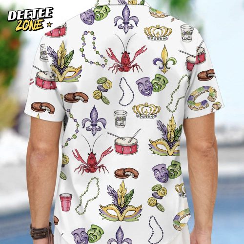 Mardi Gras Beads King Cake Crawfish Shirt For Men