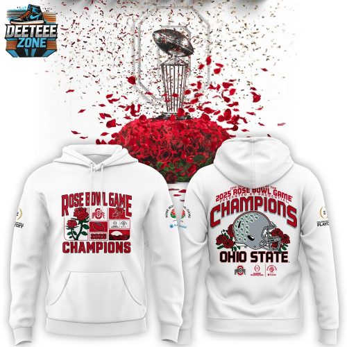 Ohio State Buckeyes 2025 Rose Bowl White Hoodie