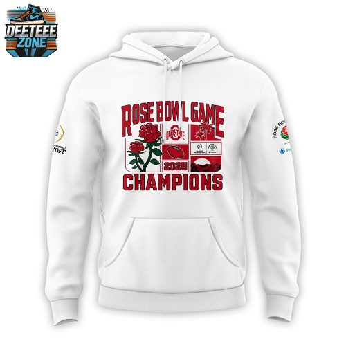 Ohio State Buckeyes 2025 Rose Bowl White Hoodie