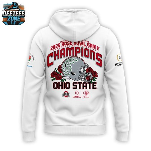 Ohio State Buckeyes 2025 Rose Bowl White Hoodie