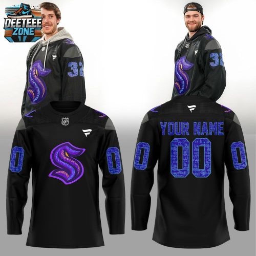 Seattle Kraken Black Hockey History Night Custom Name Jersey