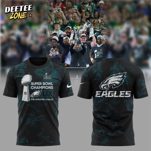 Smoker Midnight Green Philadelphia Eagles Super Bowl LIX Champions Lombardi Trophy T-shirt