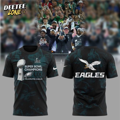 Smoker Midnight Green Philadelphia Eagles Super Bowl LIX Champions Lombardi Trophy T-shirt V2