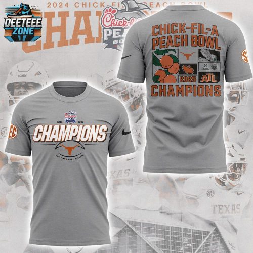 Texas Longhorns 2025 Peach Bowl Gray Tee