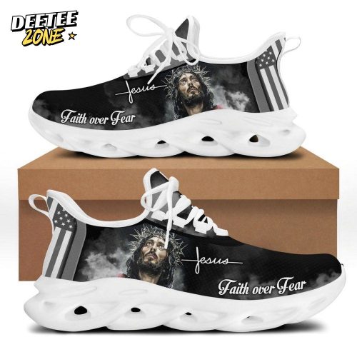 White And Black Jesus Faith Over Fear Christian Max Soul Shoes