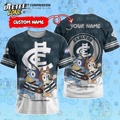 AFL Carlton Blues And Bluey Personalized Tshirt – New 2025