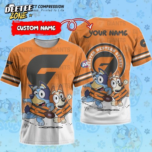 AFL Greater Western Sydney Giants And Bluey Personalized Tshirt – New 2025