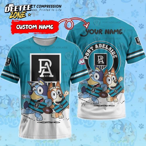 AFL Port Adelaide Power And Bluey Personalized Tshirt – New 2025