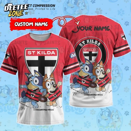 AFL St Kilda Saints And Bluey Personalized Tshirt – New 2025