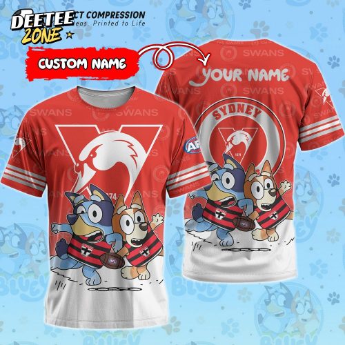 AFL Sydney Swans And Bluey Personalized Tshirt – New 2025