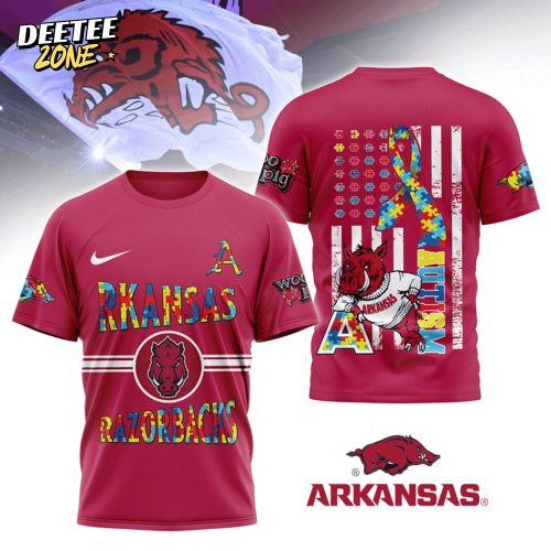 Arkansas Razorbacks Autism Support T-Shirt – Puzzle Piece Edition