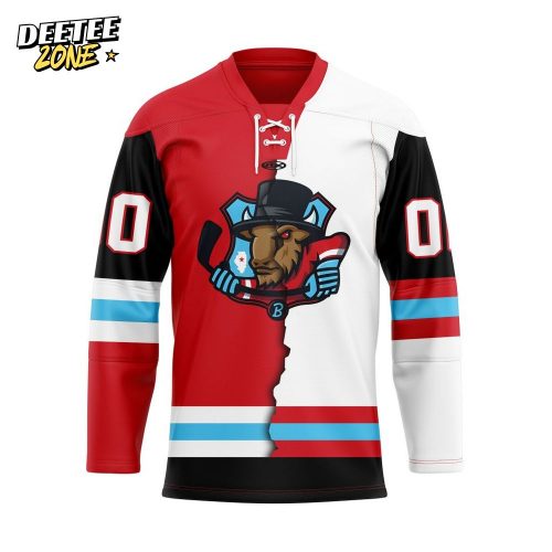 ECHL Bloomington Bison Personalized Mix Design Lace-Up Hockey Jersey