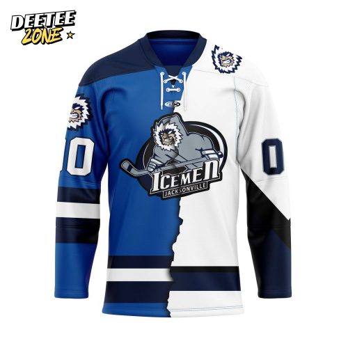 ECHL Jacksonville Icemen Personalized Mix Design Lace-Up Hockey Jersey