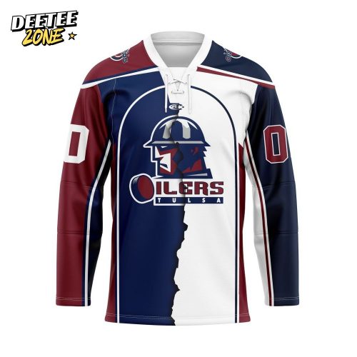 ECHL Tulsa Oilers Personalized Mix Design Lace-Up Hockey Jersey