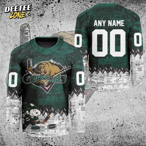 ECHL Utah Grizzlies Peanuts 75th Anniversary Premium Hockey Jersey