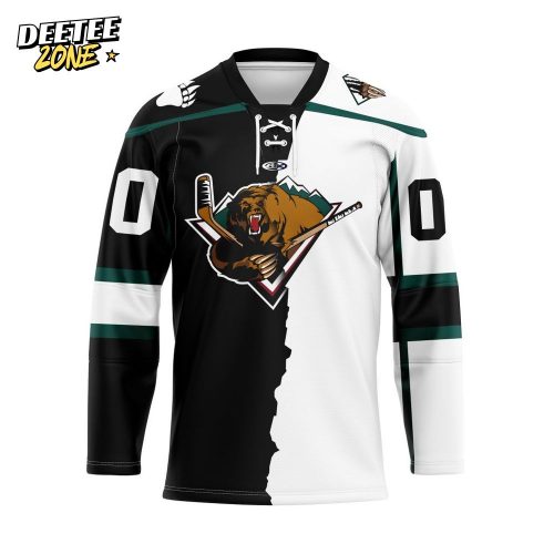 ECHL Utah Grizzlies Personalized Mix Design Lace-Up Hockey Jersey