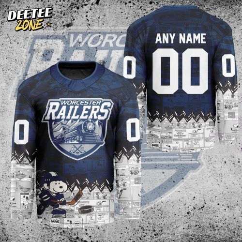 ECHL Worcester Railers Peanuts 75th Anniversary Premium Hockey Jersey