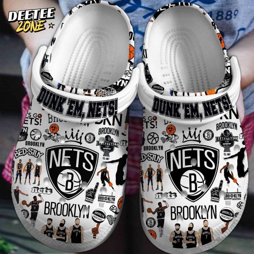 Footwearmerch Brooklyn Nets NBA Crocs Clogs Crocband Shoes Comfortable For Men Women and Kids