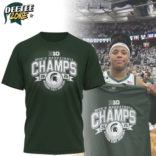 Limited Edition Blue 84 Green Michigan State Spartans 2025 Big 10 Men’s Basketball Regular Season Champions Locker Room Shirt