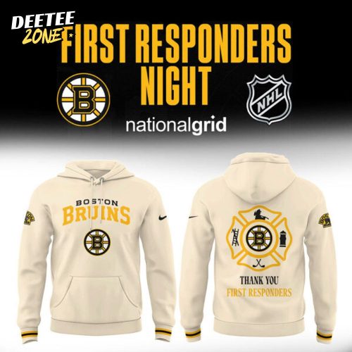 Limited Edition Boston Bruins x First Responders Night Hoodie 2025 White