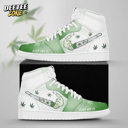 Limited Edition Just Hit It Green And White AJ1 Shoes