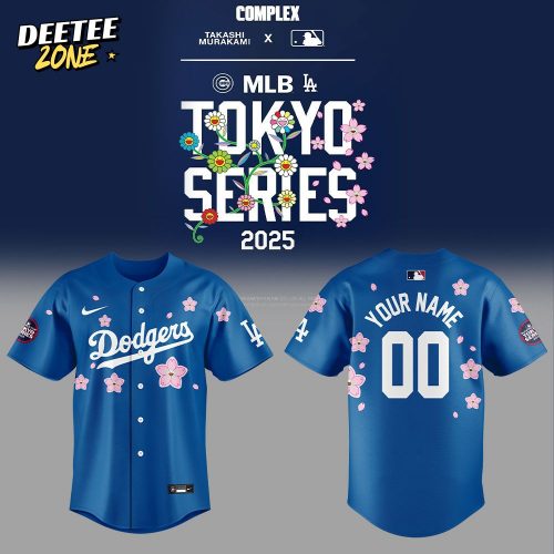 Los Angeles Dodgers Takashi Murakami x MLB World Tour Tokyo Series Blue Custom Name Number For Fans Jersey