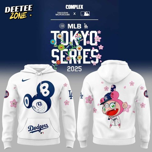 Los Angeles Dodgers Takashi Murakami x MLB World Tour Tokyo Series Whrite Hoodie V2