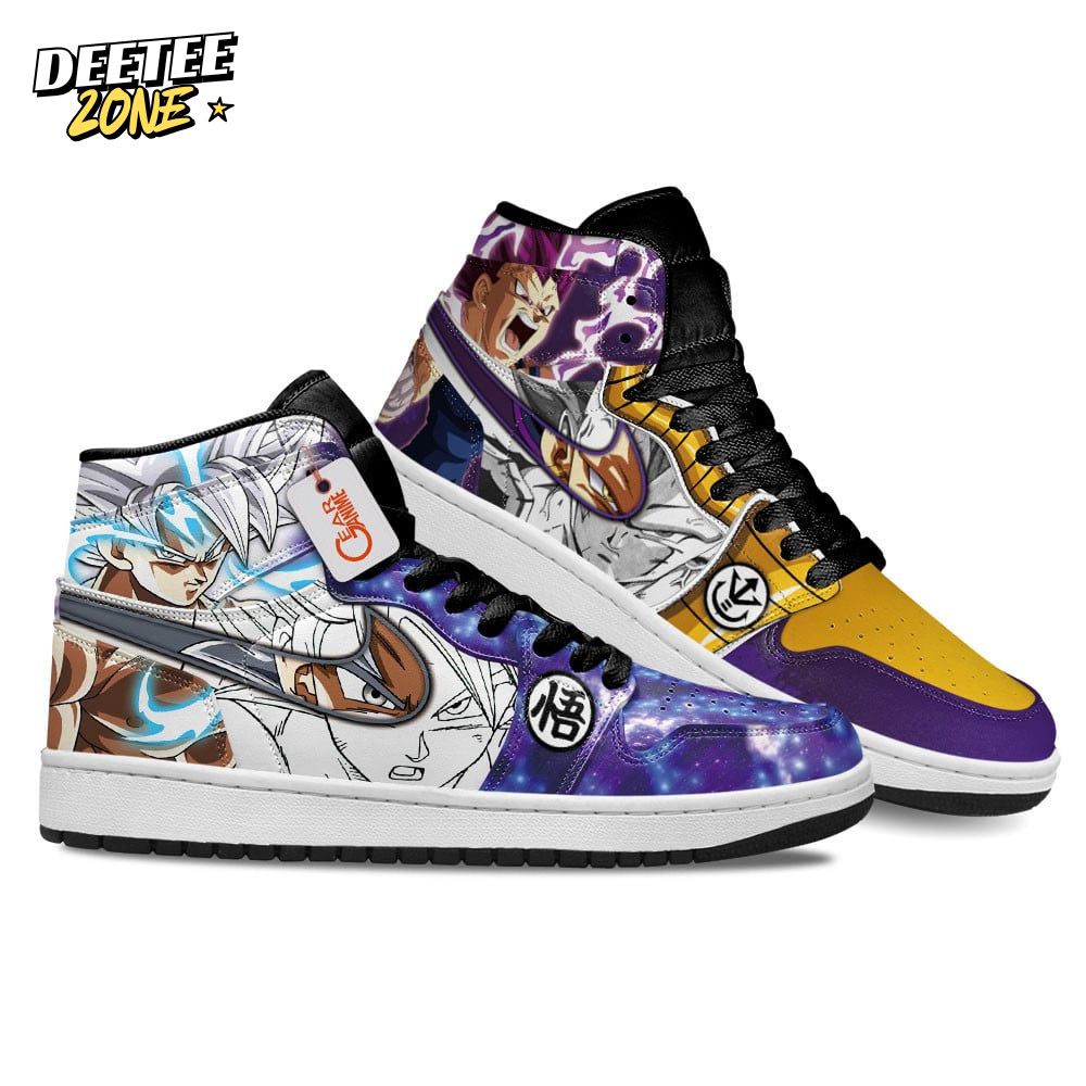 Vegeta Ultra Ego and Goku Ultra Instinct Air Jordan 1 Sneakers Custom Kicks Vegeta Ultra Ego and Goku Ultra Instinct Air Jordan 1 Sneakers Custom Kicks