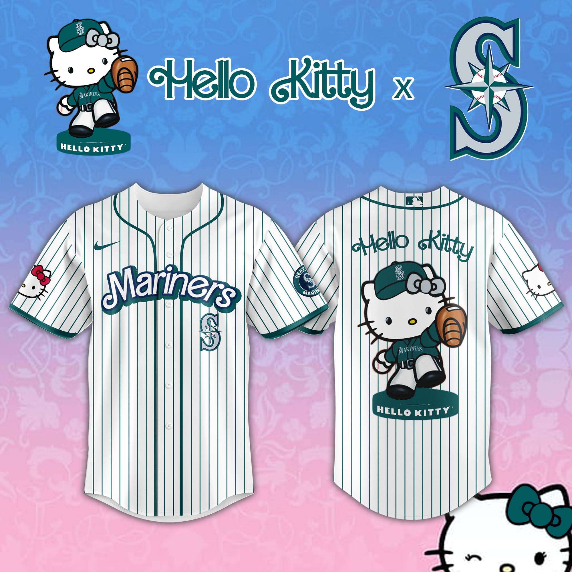 Seattle Mariners MLB x Hello Kitty Night Jersey 2025 Seattle Mariners MLB x Hello Kitty Night Jersey 2025
