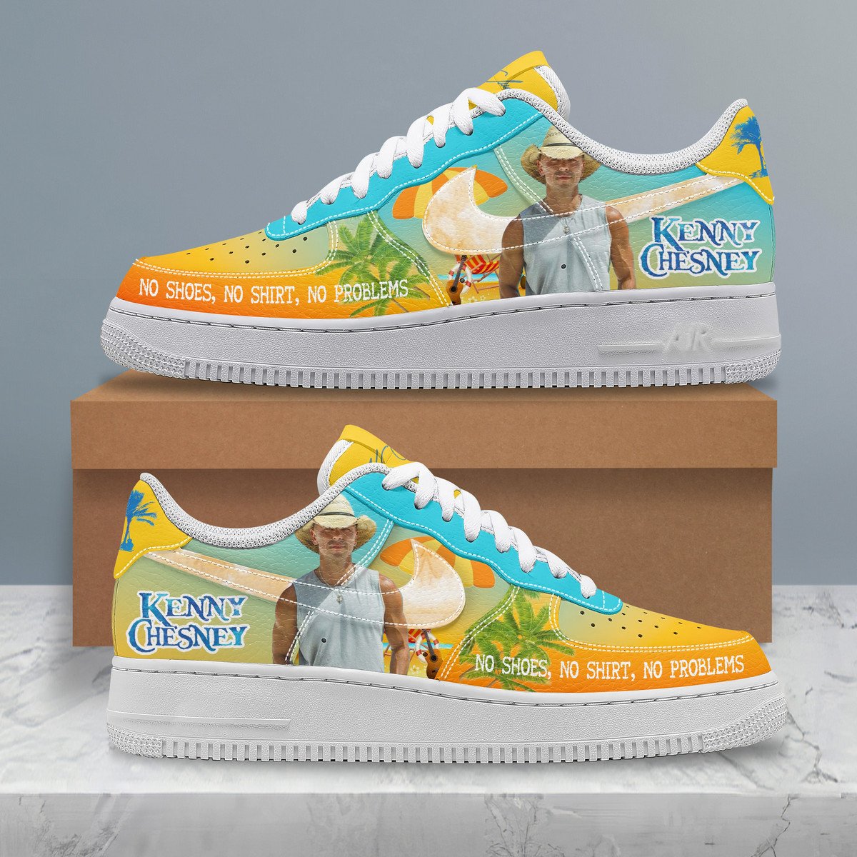 Kenny Chesney "No Shoes, No Shirt, No Problems" Air Force 1 Sneaker Kenny Chesney "No Shoes, No Shirt, No Problems" Air Force 1 Sneaker