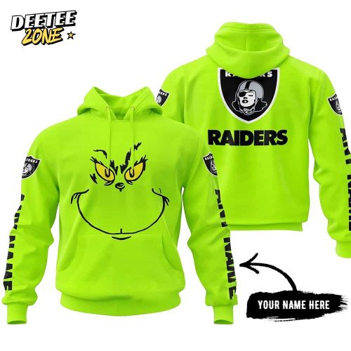 Las Vegas Raiders x Grinch Special Green Design Custom Hoodie