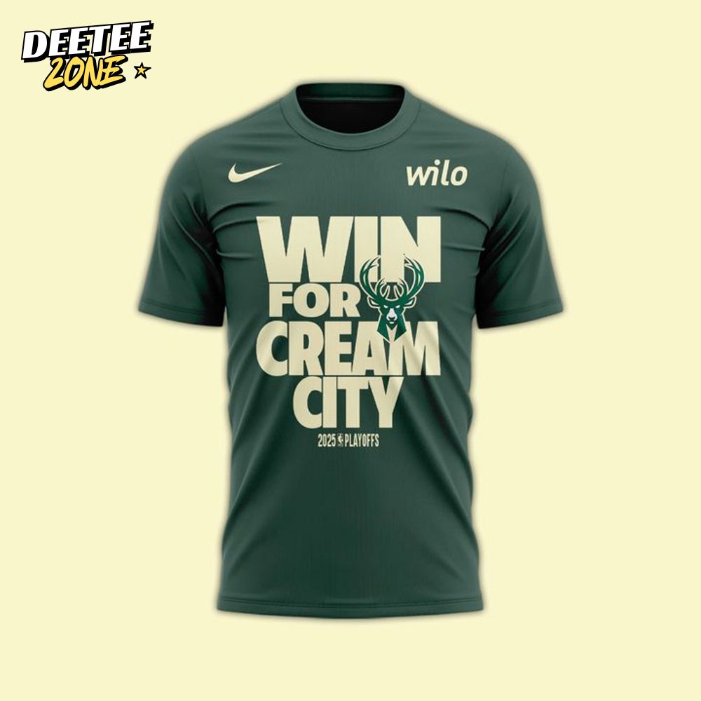 Milwaukee Bucks "Win For Cream City" 2025 Playoffs Special Green Tee Milwaukee Bucks "Win For Cream City" 2025 Playoffs Special Green Tee