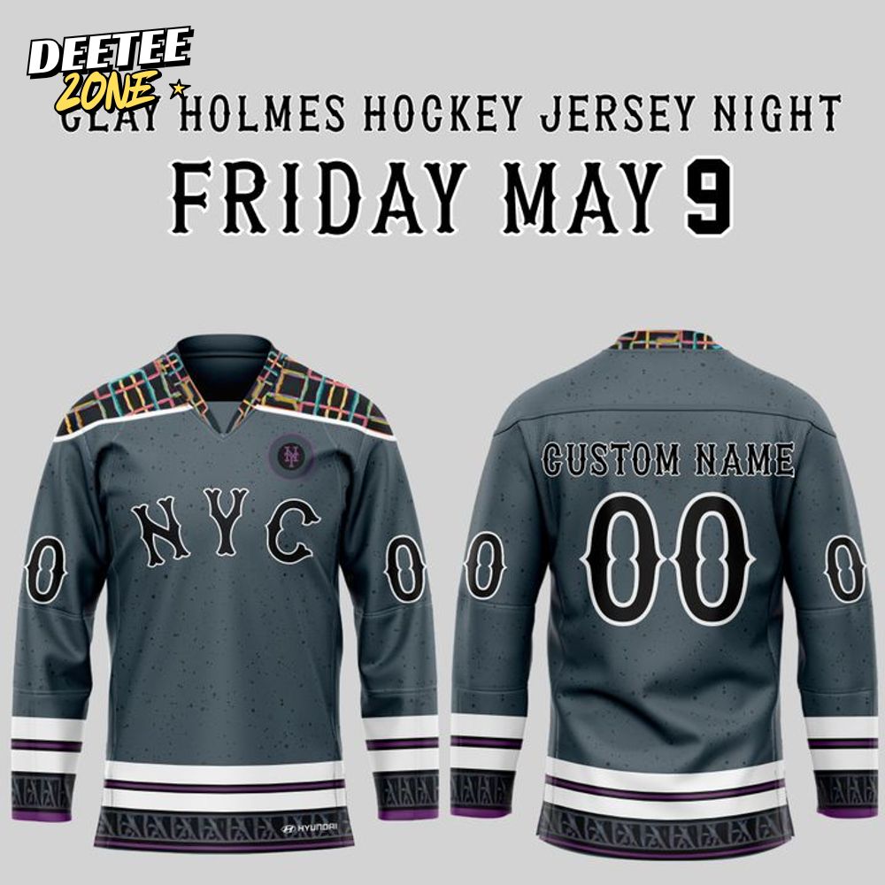 New York Mets Clay Holmes Hockey Jersey Night 2025 New York Mets Clay Holmes Hockey Jersey Night 2025