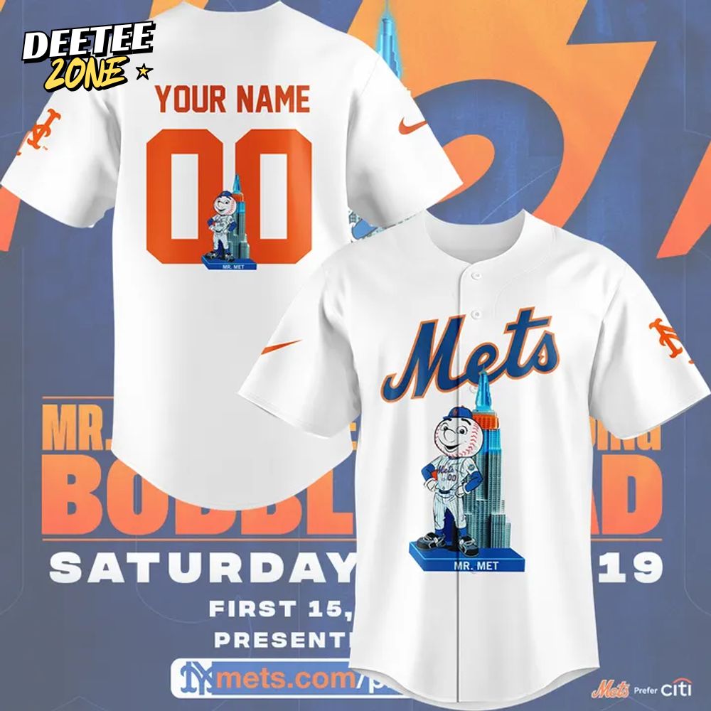 New York Mets x Mr. Met Empire State Building Bobblehead Special Baseball Jersey New York Mets x Mr. Met Empire State Building Bobblehead Special Baseball Jersey