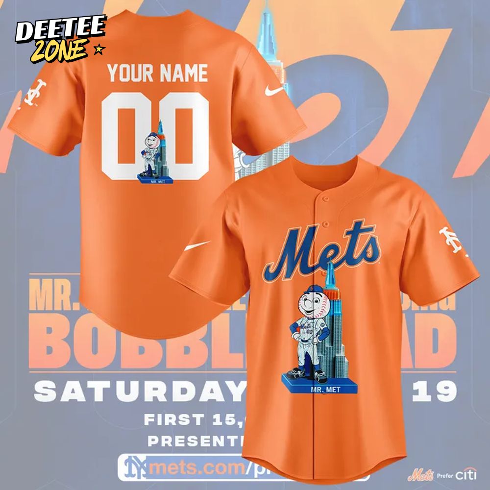 New York Mets x Mr. Met Empire State Building Bobblehead Special Baseball Jersey New York Mets x Mr. Met Empire State Building Bobblehead Special Baseball Jersey