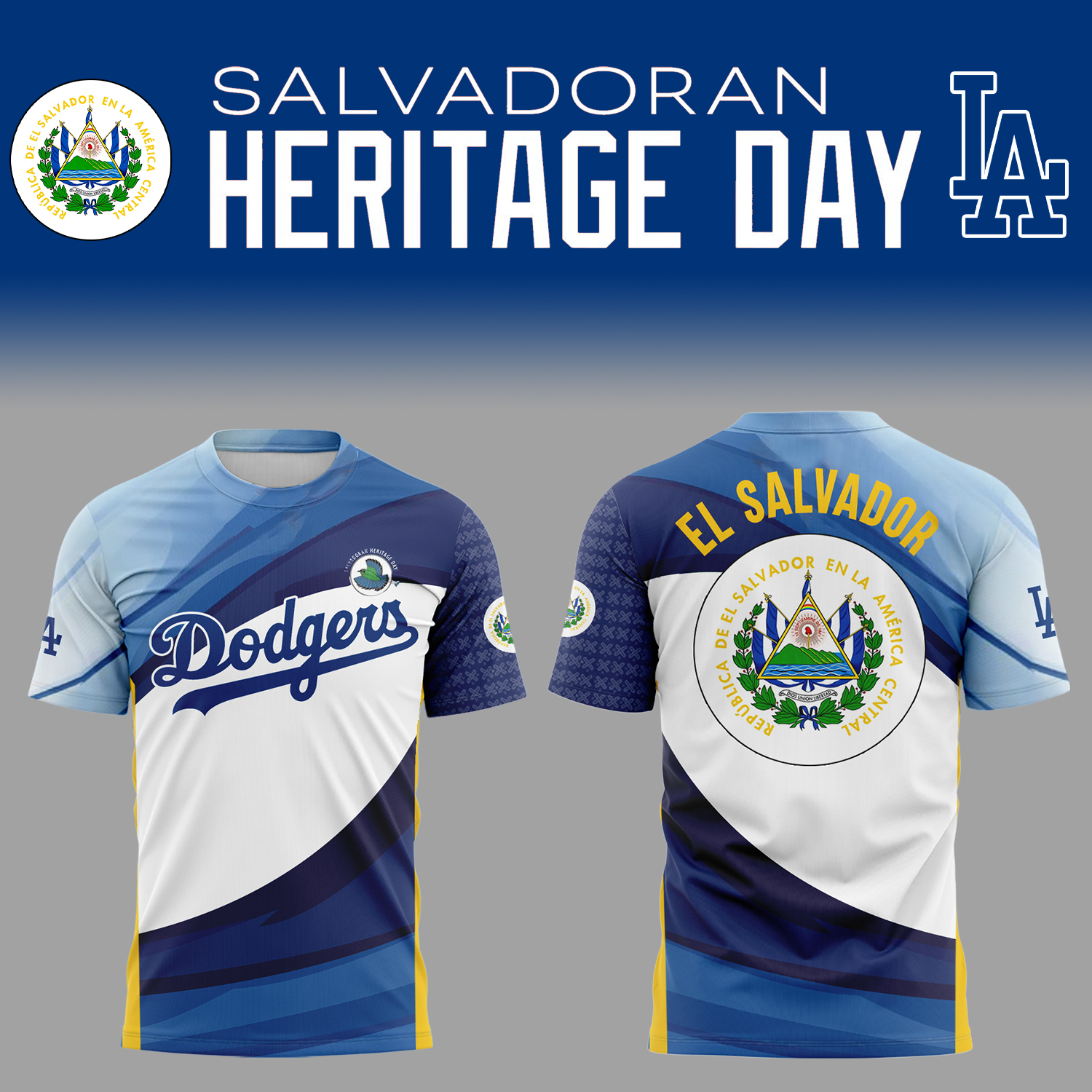 Limited Edition LA Dodgers x Salvadoran Heritage Day 2025 Tshirt Cap Jogger Limited Edition LA Dodgers x Salvadoran Heritage Day 2025 Tshirt Cap Jogger
