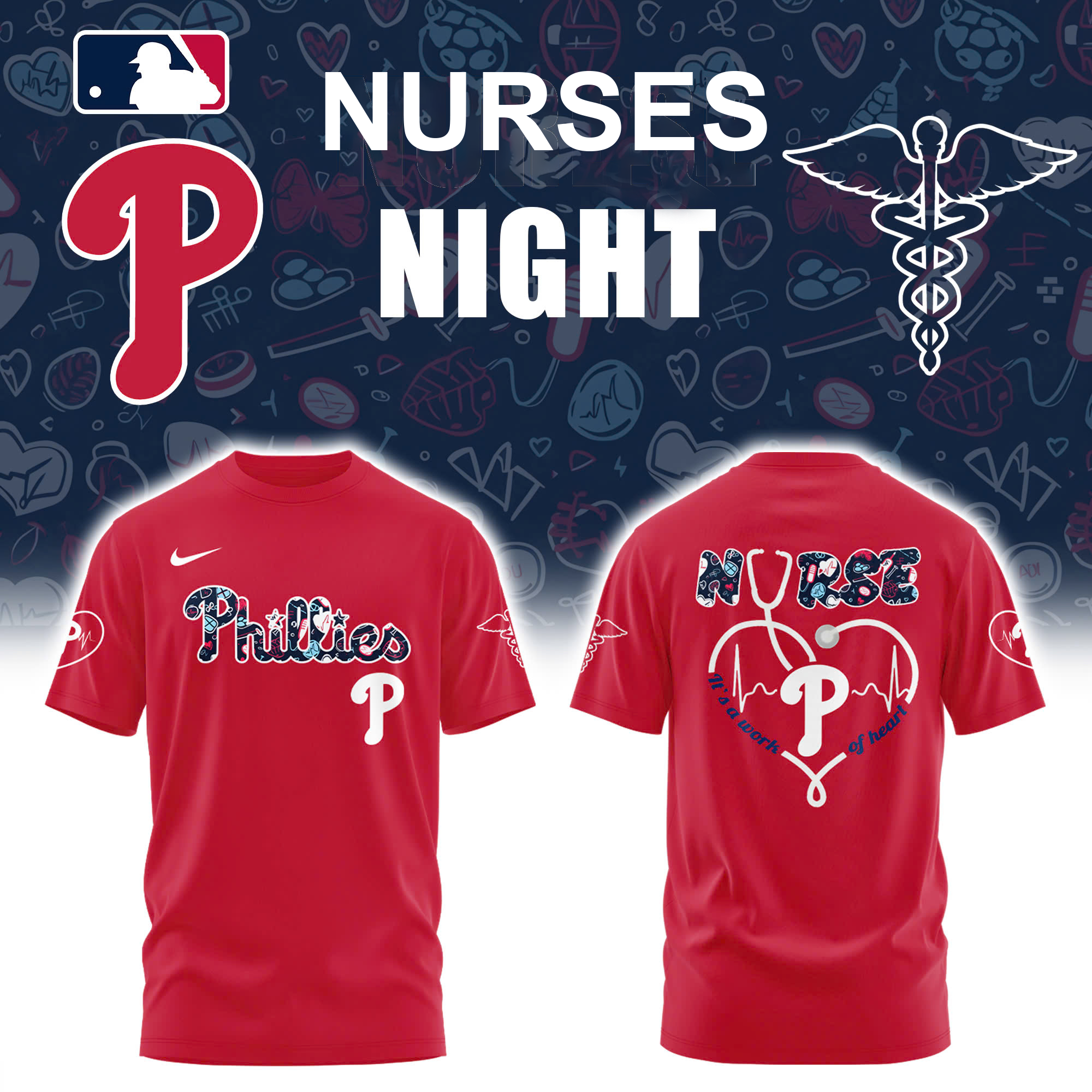 Philadelphia Phillies Nurses Night Combo Tshirt Philadelphia Phillies Nurses Night Combo Tshirt