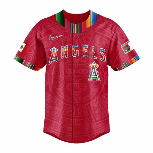 Los Angeles Angels Mexican Heritage Night Special Red Baseball Jersey