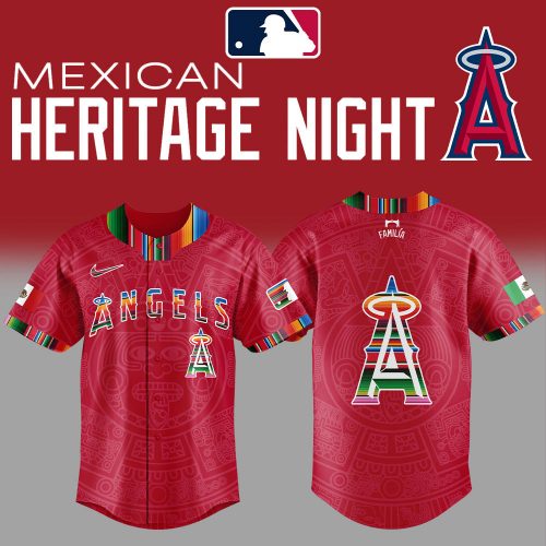 Los Angeles Angels Mexican Heritage Night Special Red Baseball Jersey