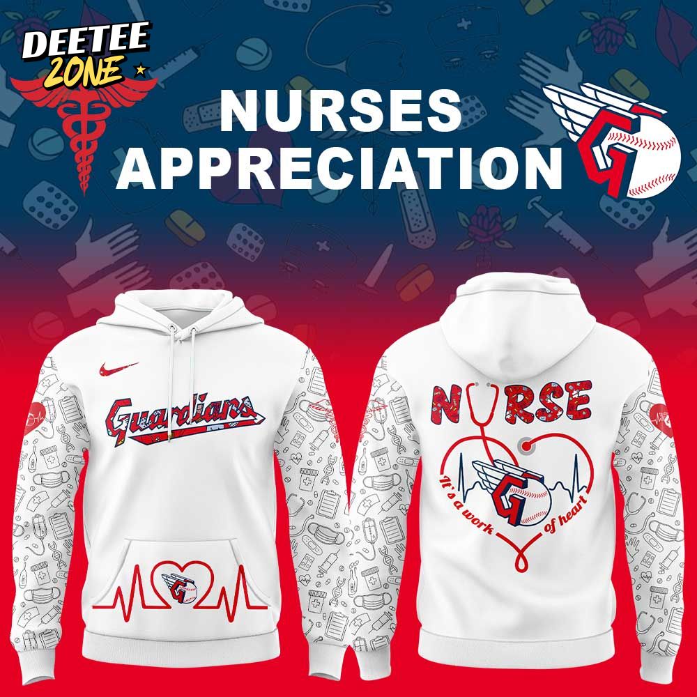 Cleveland Guardians MLB x Nurses Appreciation White Hoodie Cleveland Guardians MLB x Nurses Appreciation White Hoodie